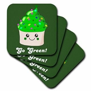 set-of-8-Soft - 3dRose cst_76576_2 Go Green-St Patricks Day Irish Cute Cupcake-E