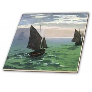 3drose CT 178868?_ 4?Fishing Boats at Seaơmonet-ceramic롢12-inch