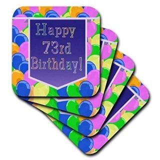 set-of-4-Soft - 3dRose cst_174130_1 Balloons with Purple Banner Happy 73Rd Birth