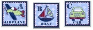 The Kids Room by Stupell Airplane Boat Car 3-Piece Square Wall Plaque Set by The