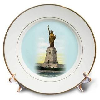 20cm  - 3dRose Vintage Image of the Statue of Liberty in new York Harbour Porcel