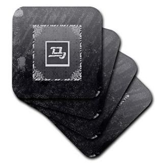 set-of-4-Soft - 3dRose Sign of Horse Chinese New Year black and Grey Distressed 