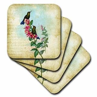 set-of-8-Soft - 3dRose cst_130470_2 Vintage Hummingbirds Grunge Digital Art by A