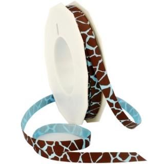 3/8-Inch by 20-Yard & Blue/Espresso - Morex Ribbon Giraffe Grosgrain Ribbon