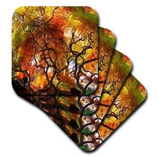 set-of-4-Ceramic - Florene Trees - Fall Trees In Full Vivid Colour - set of 4 Ce