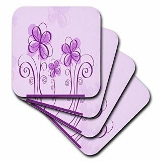 set-of-8-Soft - 3dRose cst_66143_2 Cute Purple Four Petal Flowers-Soft Coasters 