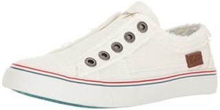 Blowfish Women's Play Linen White Ankle-High Fashion Sneaker - 8.5M