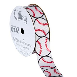 Offray Grosgrain Sports Craft Ribbon 7/8-Inch x 9-Feet Baseball by Offray