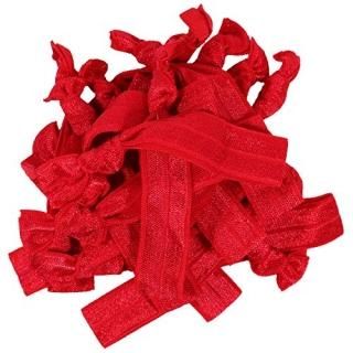 Hair Ties 20 Elastics Ponytail Holder Set No Crease Ribbon Bands Red