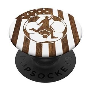 Soccer Player Kick American Flag Cool Sports Lovers Gifts PopSockets Grip and St