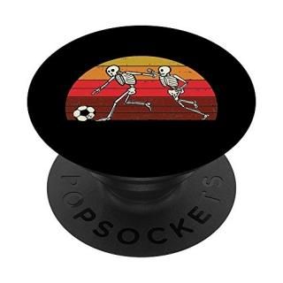 Skeleton Playing Soccer Football Retro Halloween Sport Gift PopSockets Grip and 