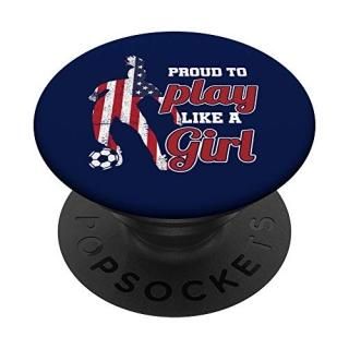 American Soccer Player Sports Team USA Flag Play Like A Girl PopSockets PopGrip 