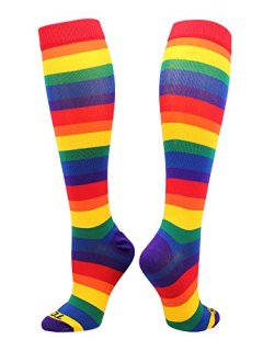 Small Multi - TCK Krazisox Rainbow Stripes Over the Calf Socks