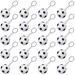20 Pack White Soccer Ball Keychains for Party Favors Soccer Stress Ball School C