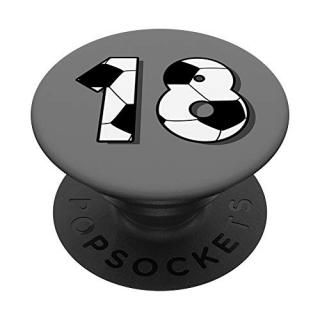 Funny Soccer Football Ball Number 18 Gift 18th Birthday PopSockets Grip and Stan