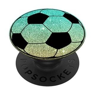 Cool Soccer Ball Colorful Design For Team Player on Teal PopSockets Grip and Sta