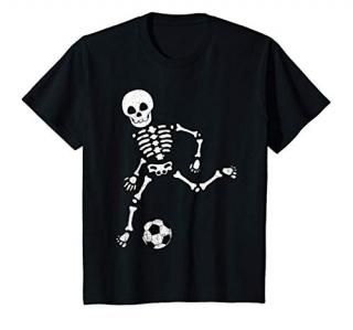 Kids Skeleton Soccer Shirt Halloween Sport Player Costume T-Shirt