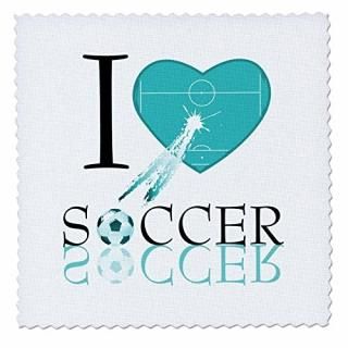 3dRose qs_101404_1   I Love Soccer 10 x 10
