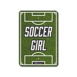 PetKa Signs and Graphics PKSC-0105-NA_10x14Soccer Girl Aluminum Sign 10 x 14 Whi