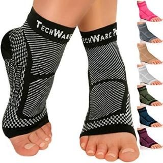 TechWare Pro Ankle Brace Compression Sleeve - Relieves Achilles Tendonitis Joint
