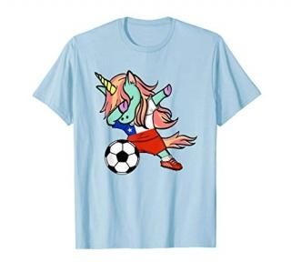 Funny Dabbing Unicorn Chile Football - Chilean Flag Soccer T-Shirt