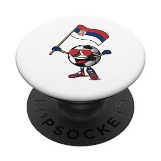 Serbia Football Soccer Ball Fan Flag White Phone Grip PopSockets Grip and Stand 
