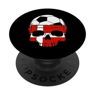 Denmark Football Fan Soccer Ball Skull Black Phone Grip PopSockets Grip and Stan
