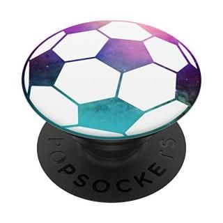 Galaxy Soccer Ball - Purple Teal Space Nebula PopSockets PopGrip Swappable Grip 