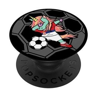 Unicorn Dabbing Serbia Soccer Serbian Football Lover Gifts PopSockets Grip and S