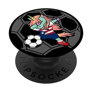 Unicorn Dabbing Puerto Rico Soccer - Puerto Rican Football PopSockets Grip and S