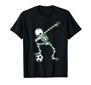 Dabbing Skeleton Soccer Shirt Halloween Dab Shirt Kids T-Shirt