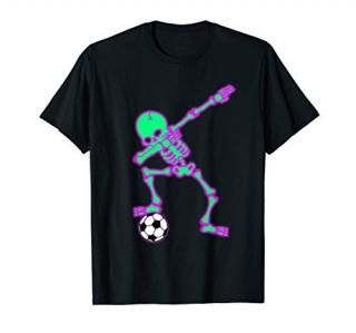 Dabbing Skeleton Soccer Shirt Halloween Dab Shirt Kids T-Shirt