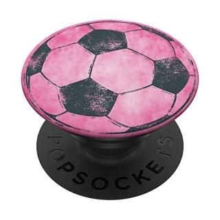 Vintage Distressed Pink Soccer Ball for Girls PopSockets Grip and Stand for Phon