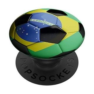 Brazil Flag Football Soccer Ball PopSockets PopGrip Swappable Grip for Phones & 