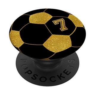 Golden Soccer Ball Player #7 Jersey No 7 Football Gift PopSockets PopGrip Swappa
