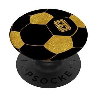 Golden Soccer Ball Player #8 Jersey No 8 Football Gift PopSockets Grip and Stand