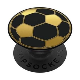 Golden Soccer Ball On Black PopSockets PopGrip Swappable Grip for Phones & Table