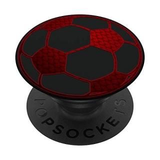 Red Soccer Ball On Black PopSockets PopGrip Swappable Grip for Phones & Tablets