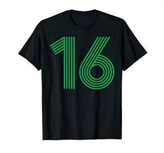 16 T-Shirt Sixteen Tshirt Sports Soccer Number Team Gift
