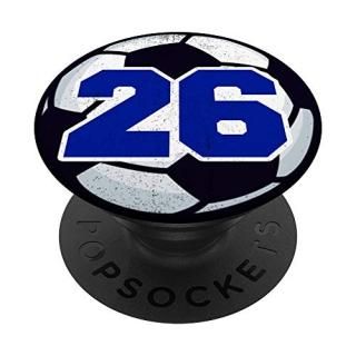 Number 26 Soccer Ball Futbol Player Jersey Boy Girl Blue Kid PopSockets Grip and