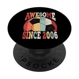 Vintage 13th Birthday Soccer Awesome Since 2006 Kids Soccer PopSockets Grip and 