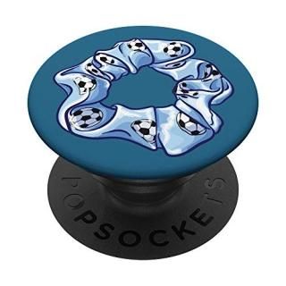 Scrunchie with Soccer Ball Pattern & Teal Background PopSockets Grip and Stand f