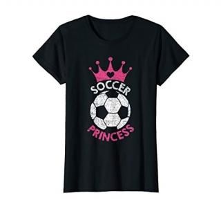 Cute Soccer Princess Soccer Ball And Hot Pink Crown T-Shirt