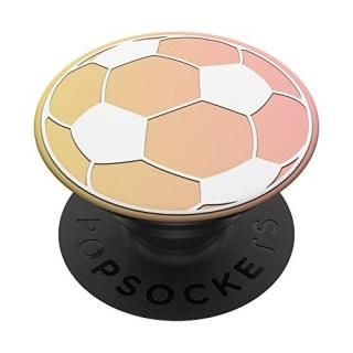 White Soccer Ball On Pink Yellow PopSockets PopGrip Swappable Grip for Phones & 