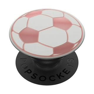 Golden Rose Pink Soccer Ball On Silver White Girls Player PopSockets PopGrip Swa