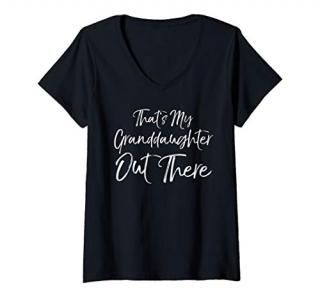 Womens Soccer Grandmother Gift That's My Granddaughter Out There V-Neck T-Shirt
