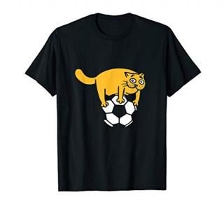 Cute Cat on Soccer Ball Funny Fur Mom T-Shirt
