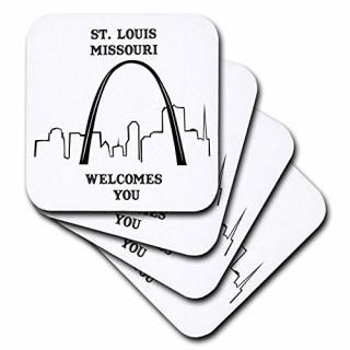 set-of-8-Soft - 3dRose cst_57021_2 St. Louis Missouri Welcomes You Line Art Soft