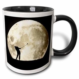 330ml Two-Tone Black Mug - 3dRose mug_174724_4 Golfing At Night golfer silhouett