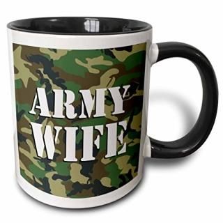 330ml Two-Tone Black Mug - 3dRose mug_24633_4 Army Wife Green Camouflage Two Ton
